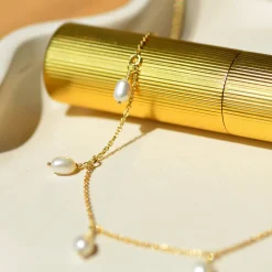 Ketting 14k aquara drop