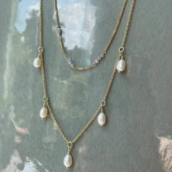 Ketting 14k aquara drop