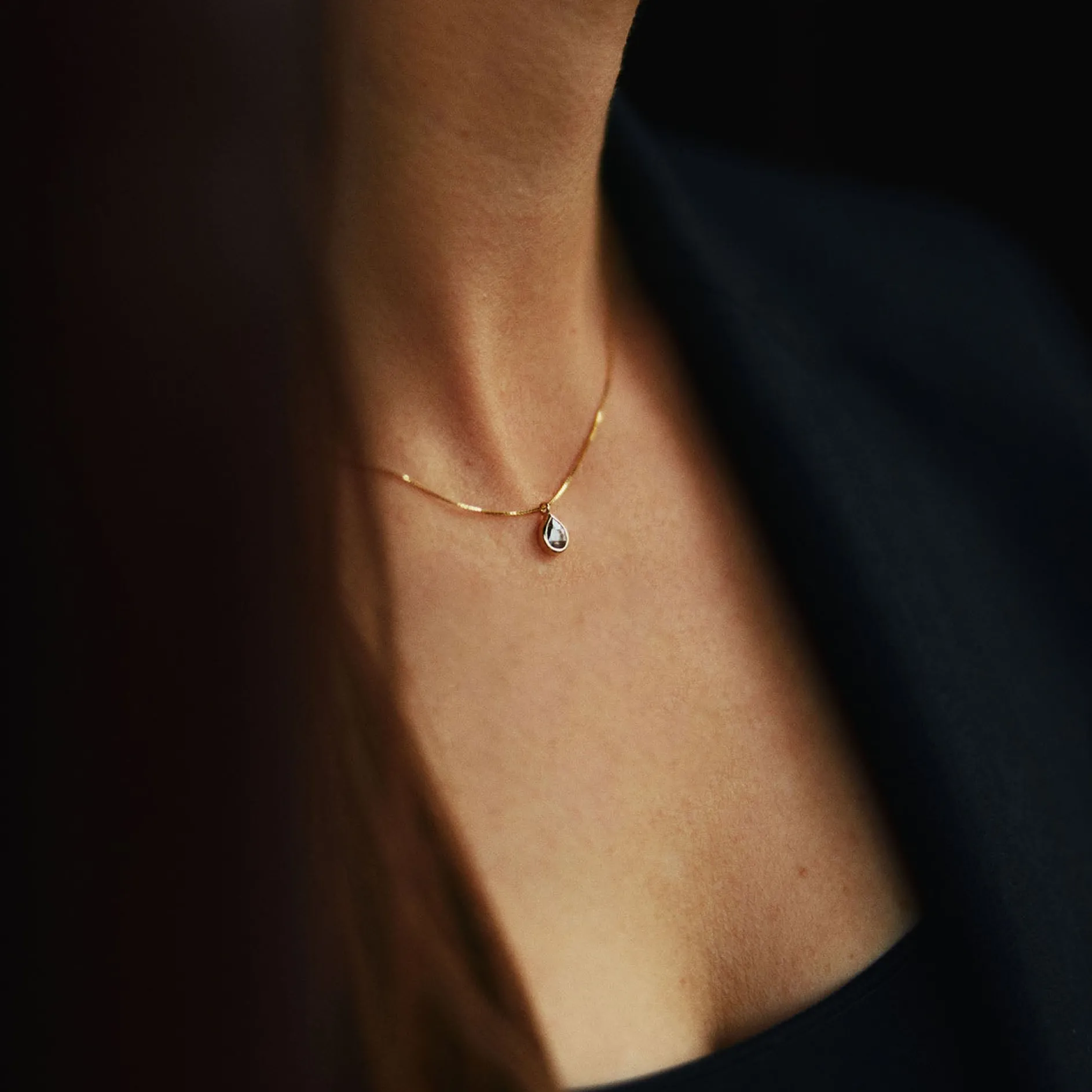 Ketting 14k diamond drop