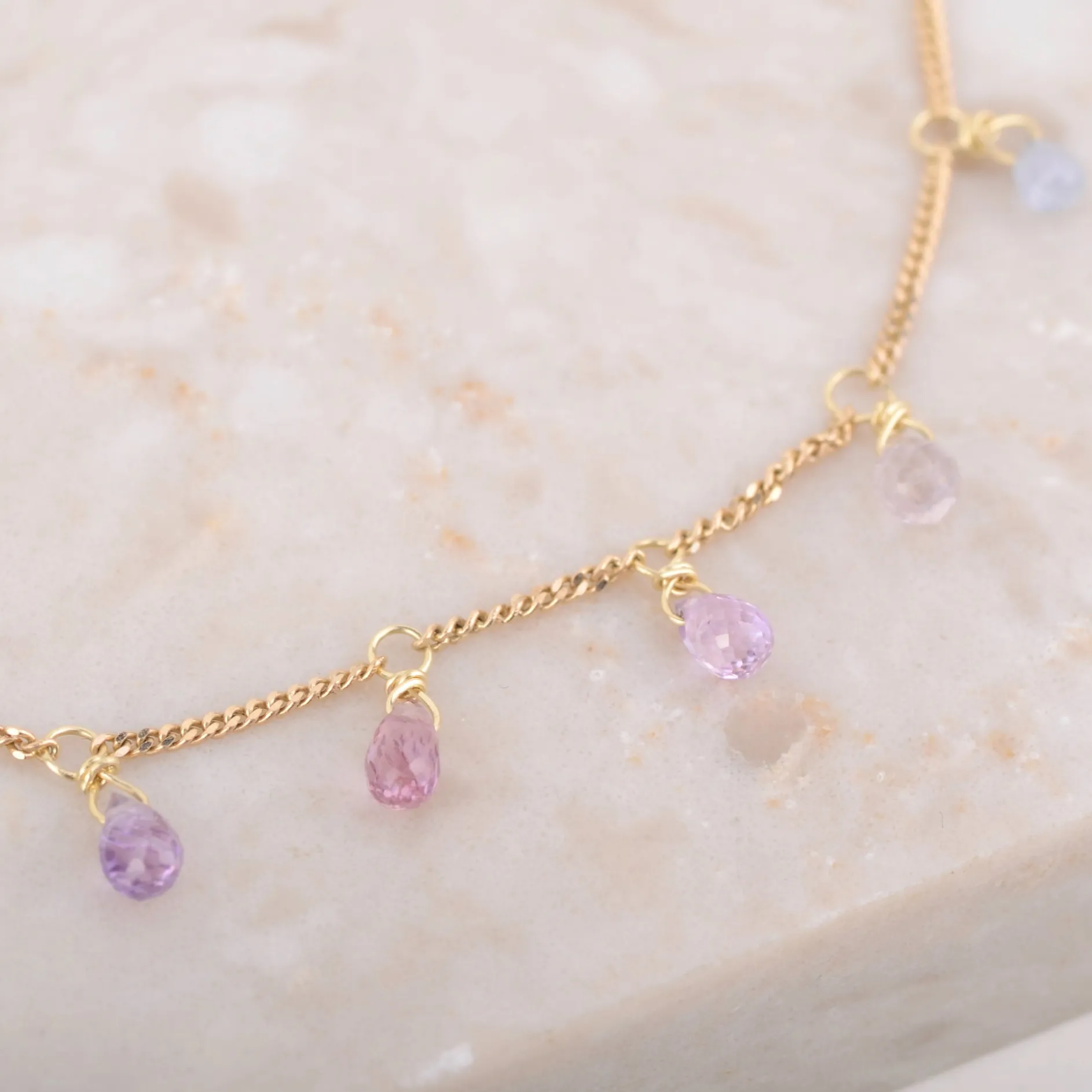 Ketting 14k sapphire blossoms