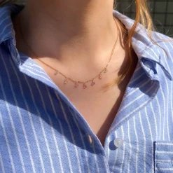 Ketting 14k sapphire blossoms