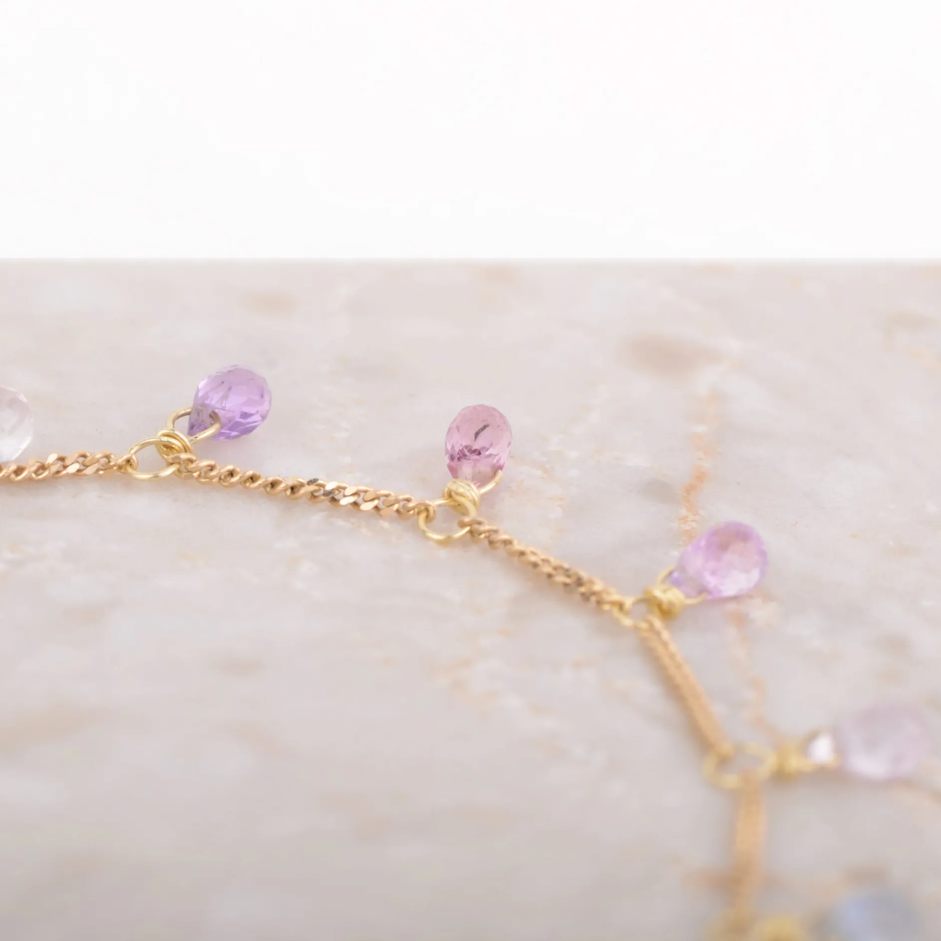 Ketting 14k sapphire blossoms