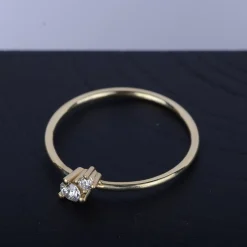 Ring 14k diamond duo