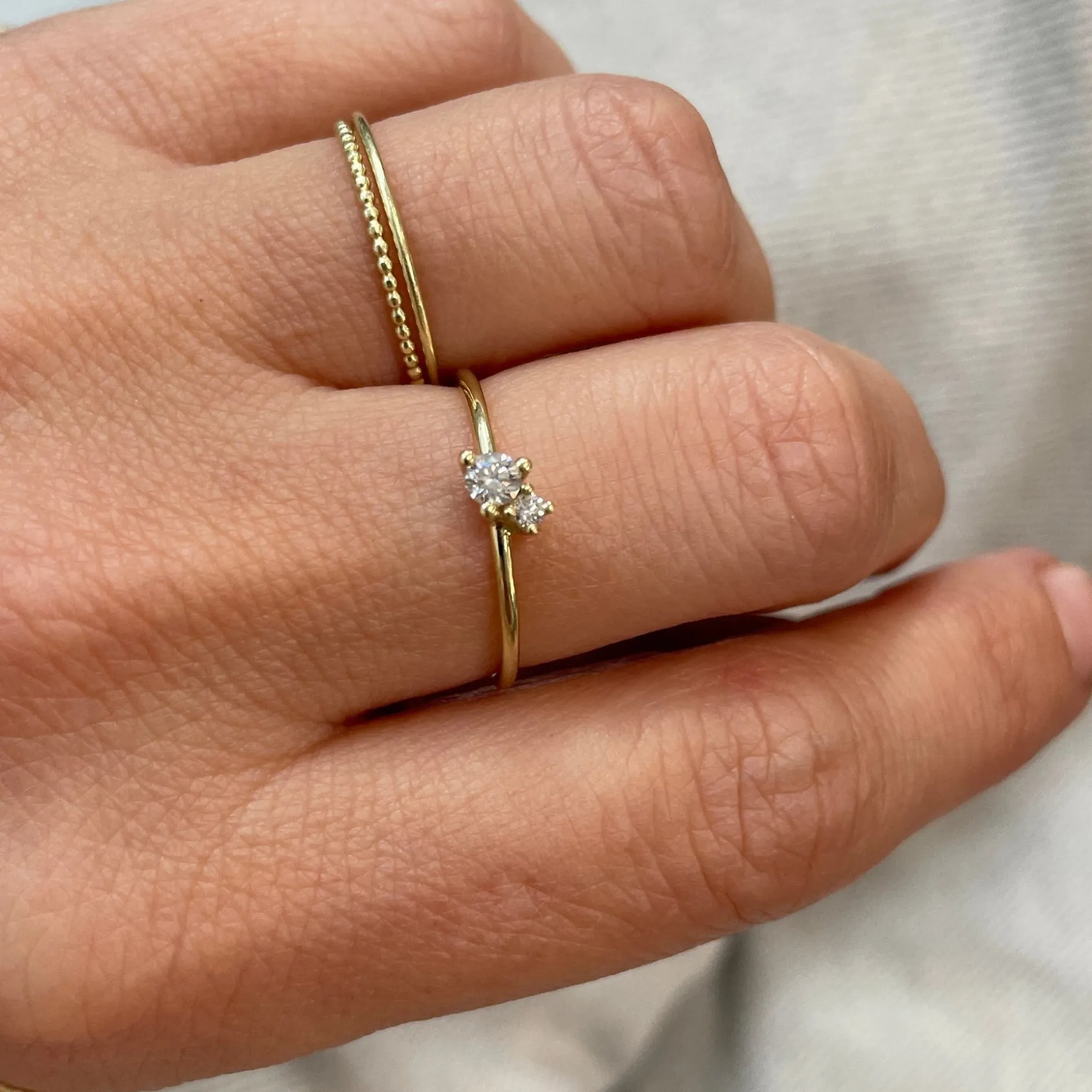 Ring 14k diamond duo